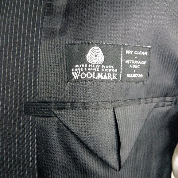 Apt. 9 Wool Blend 38R 3 Button Black Pinstripe Suit Blazer Jacket - Picture 9 of 13